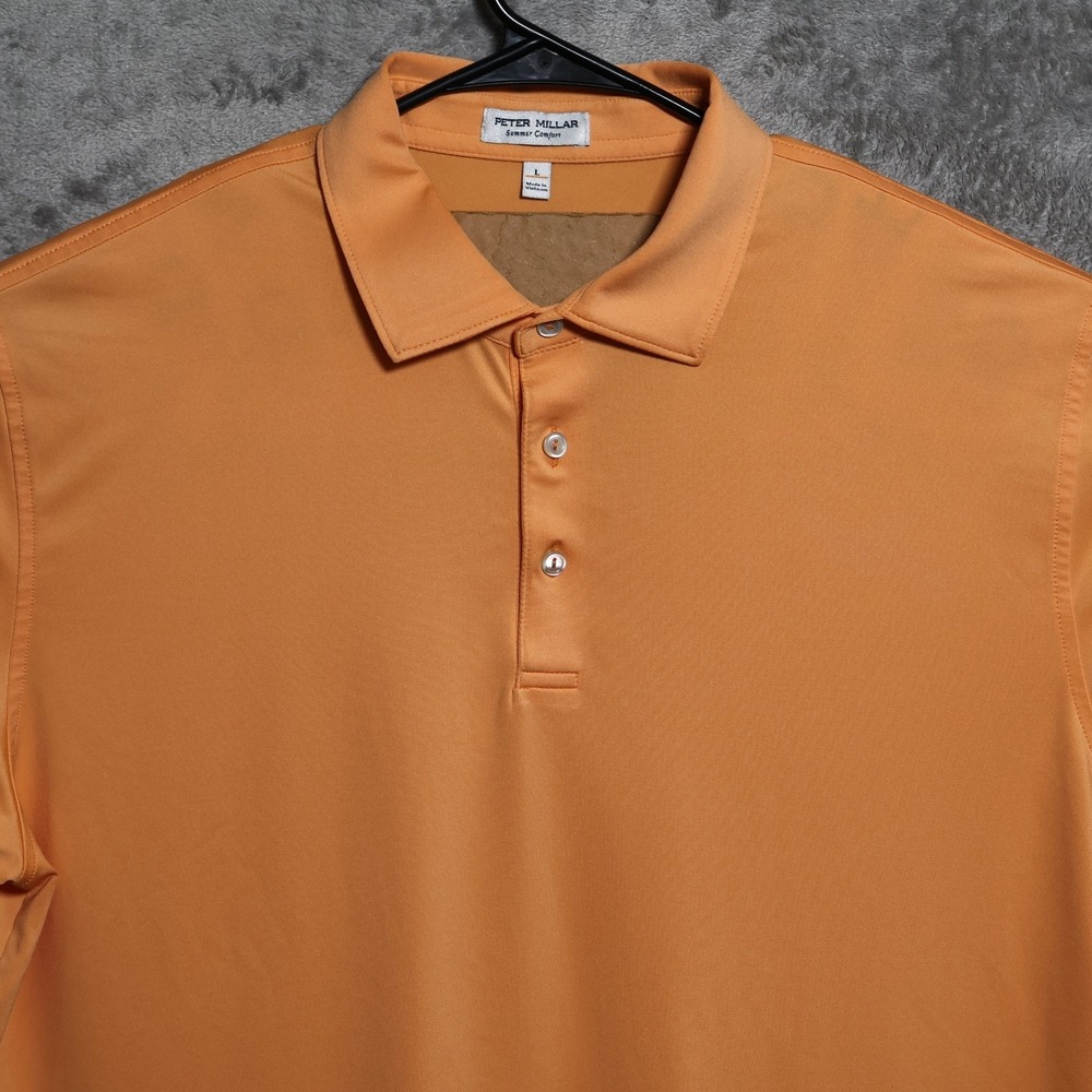 Peter Millar Polo Shirt Mens Large Orange Summer Comfort Preppy Golf Stretch